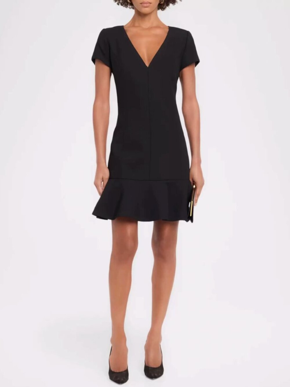 Emanuel Ungaro Kenny Ruffle A-Line Mini Dress Black Noir Classic US4
